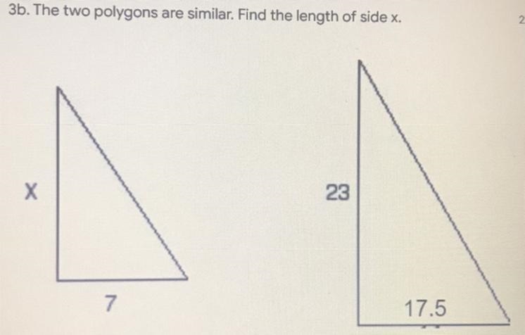 The two polygons are similar.Find the length of x-example-1