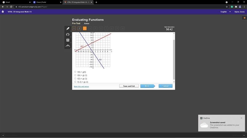 Which statement is true regarding the graphed functions?-example-1