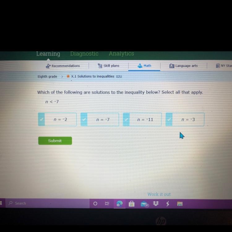 Which of the following are solutions to the inequality below select all that apply-example-1