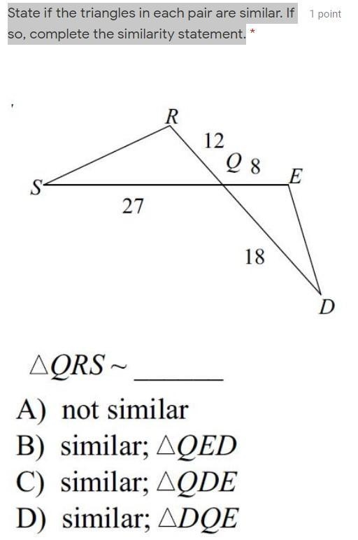 State if the triangles in each pair are similar. If so, complete the similarity statement-example-1