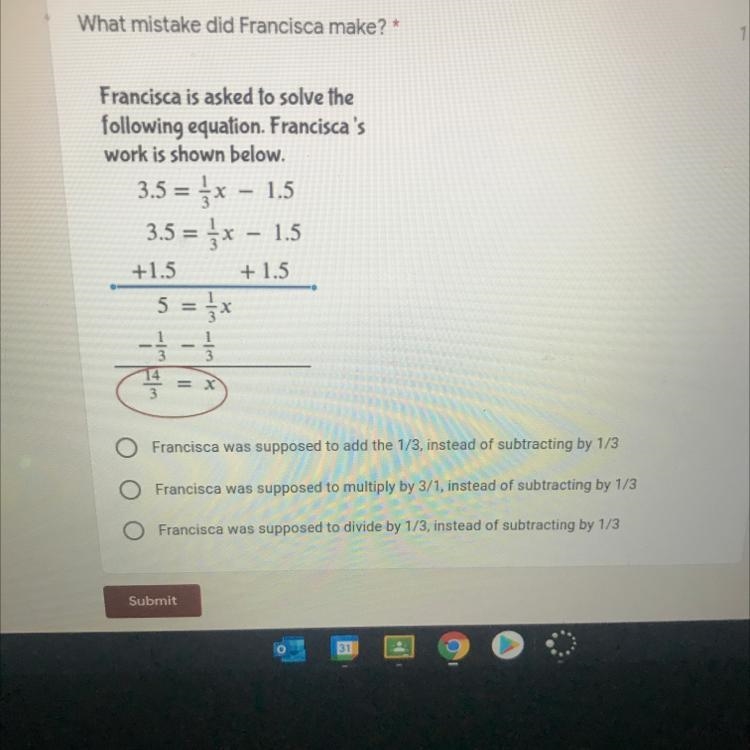 What mistake did Francisca make? 1 point Francisca is asked to solve the following-example-1