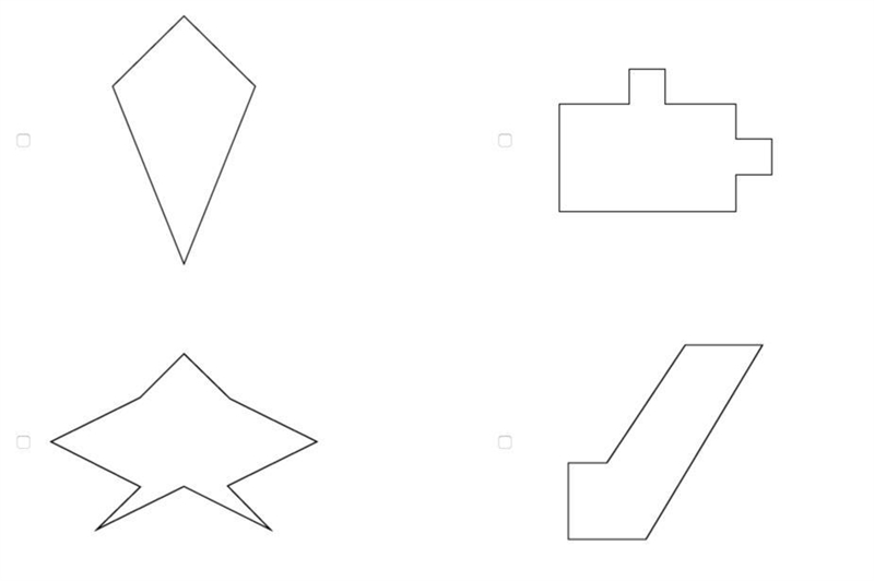 Select all the polygons that have reflection symmetry. A quadrilateral with two pairs-example-1