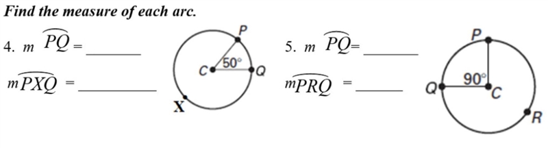 Find the measure of each arc. 50 points-example-1