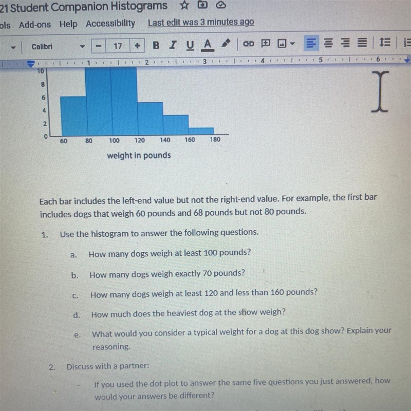 Each bar includes the left-end value but not the right-end value. For example, the-example-1