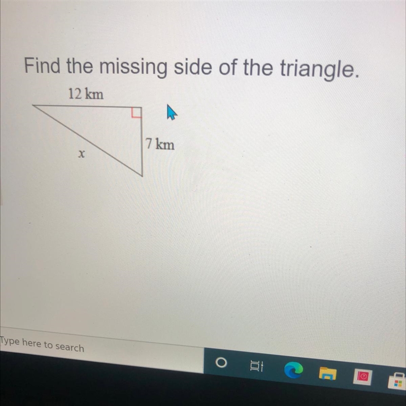 Find the missing side of the triangle-example-1