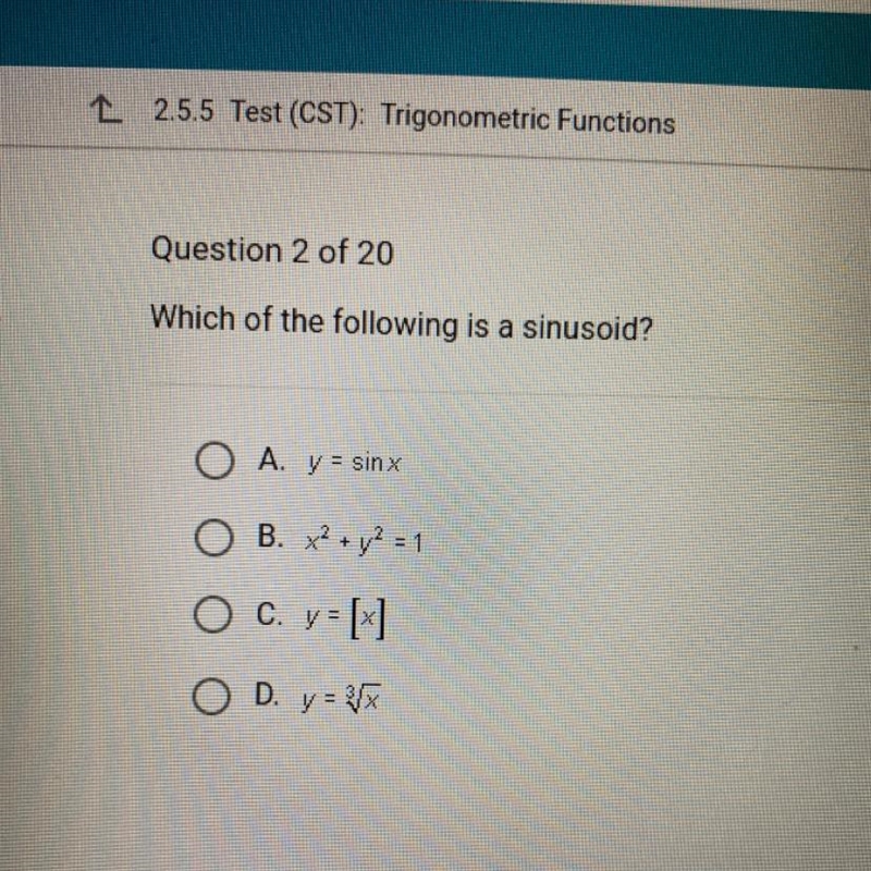 Which of the following is a sinusoid??-example-1