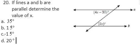 If lines a and b are parallel determine the value of x.-example-1