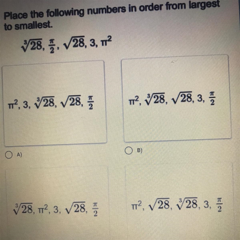 Place the following numbers in order from largest to smallest.-example-1