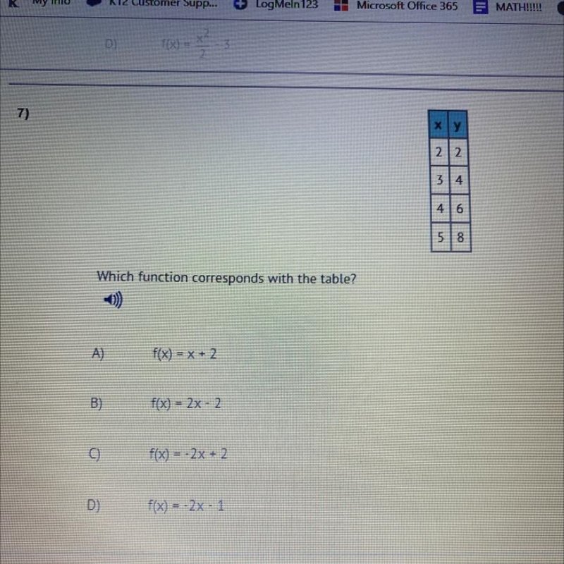 Help please ху 22 34 46 58 Which function corresponds with the table?-example-1