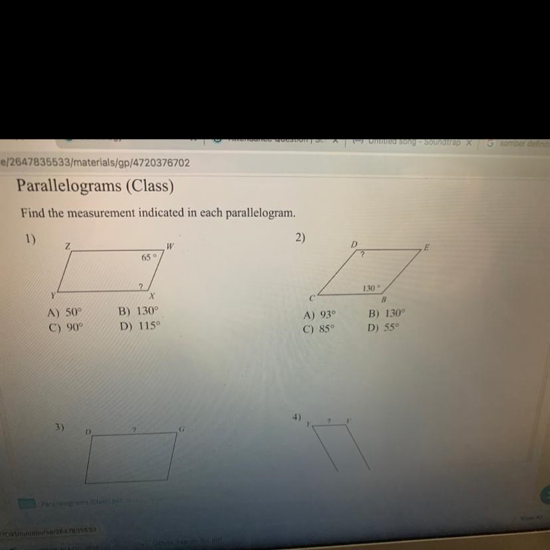 A) 50° C) 90° B) 130° D) 115° Pls help, if you can’t don’t stress it we got our problems-example-1