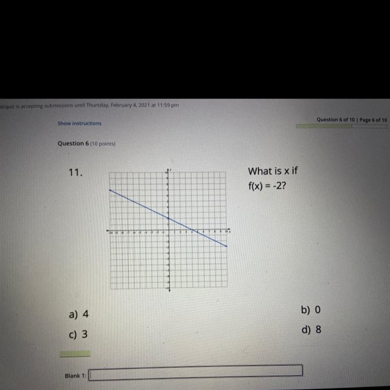 What is x if f(x) = -2? PLEASE!!-example-1