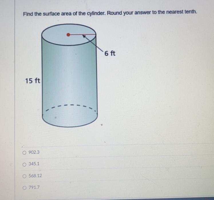 Find The surface area of the cylinder. round your answer to the nearest tenth￼￼-example-1