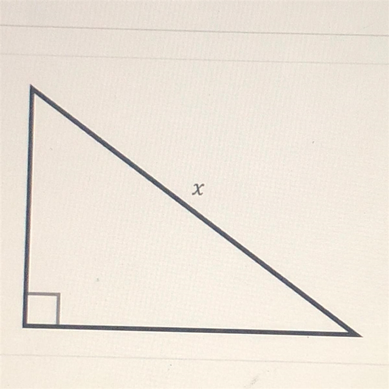 The length of the hypotenuse (x) is an irrational number between 6 and 8. Both legs-example-1