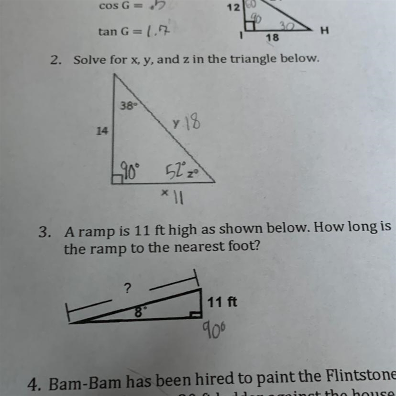 A ramp is 11 ft high as shown below. How long is the ramp to the nearest foot?-example-1