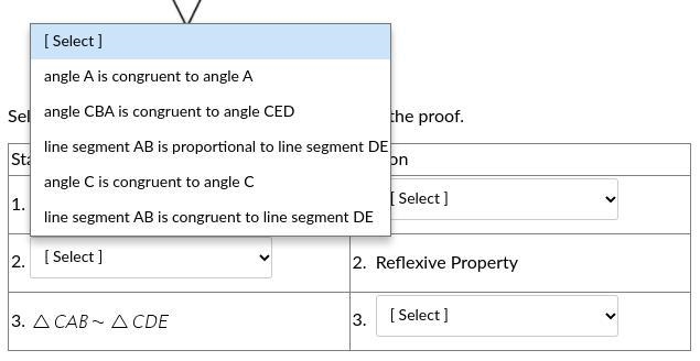 Select the statements and reasons that complete the proof. Statement #2. Reasons #1. And-example-2