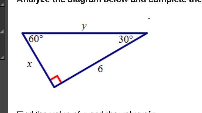 Find the value of x and the value of y. A. x= 2 squared root of 3, y= 4 squared root-example-1