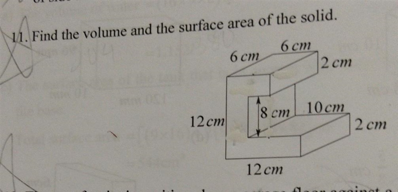 11. Find the volume and the surface area of the solid. ​-example-1