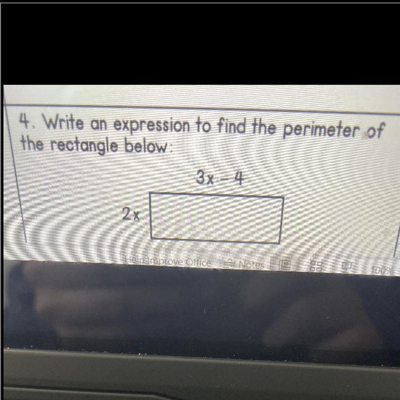 Write an expression to find the perimeter of the rectangle below:-example-1