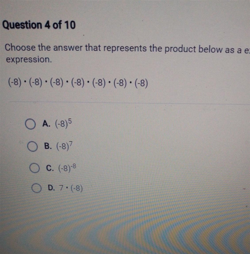 Choose the answer that represents the product below as an exponential expression*​-example-1