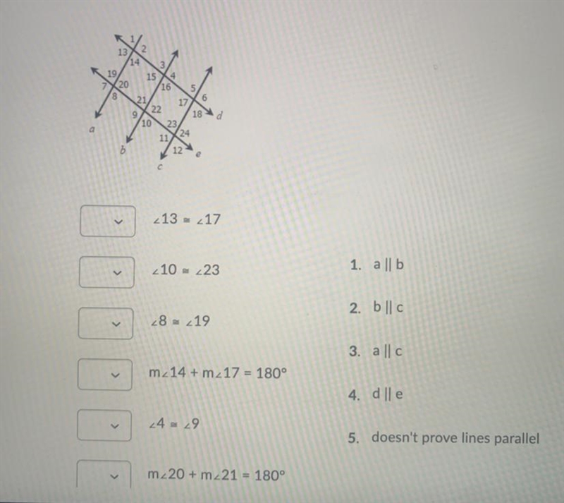 PLS HELP MEEE Determine which lines, if any, are parallel. Choices may be repeated-example-1