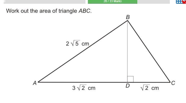 Work out the are of triangle ABC (image attached)-example-1