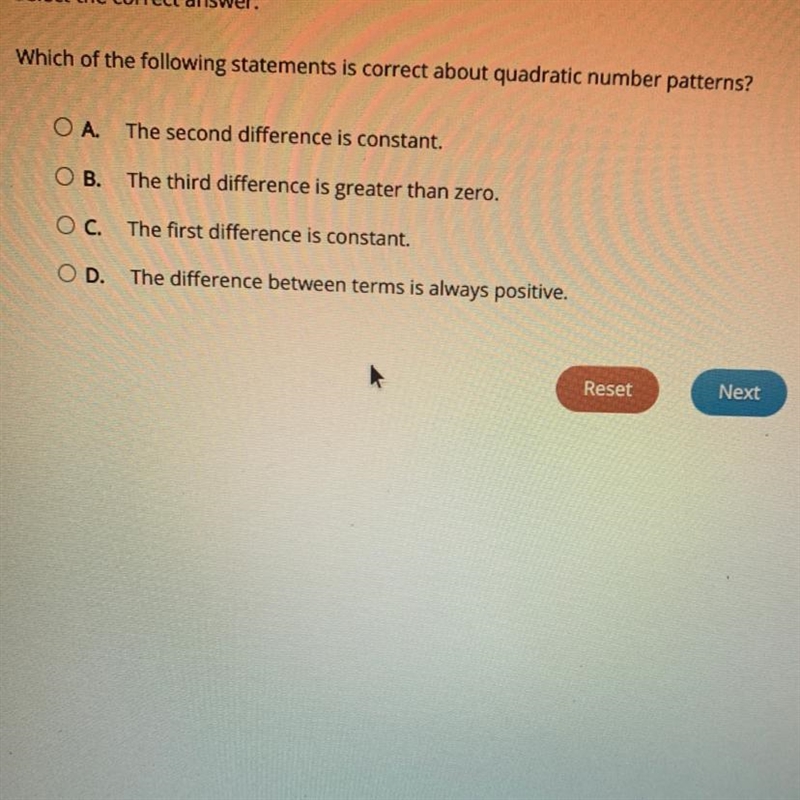 Select the correct answer. Which of the following statements is correct about quadratic-example-1