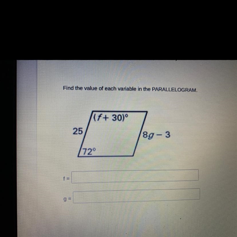 Find the variable for f and g-example-1