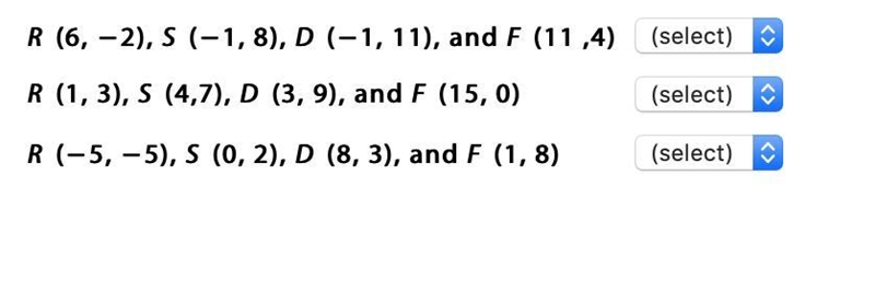 Is RS perpendicular to DF? Select Yes or No for each statement ...-example-1