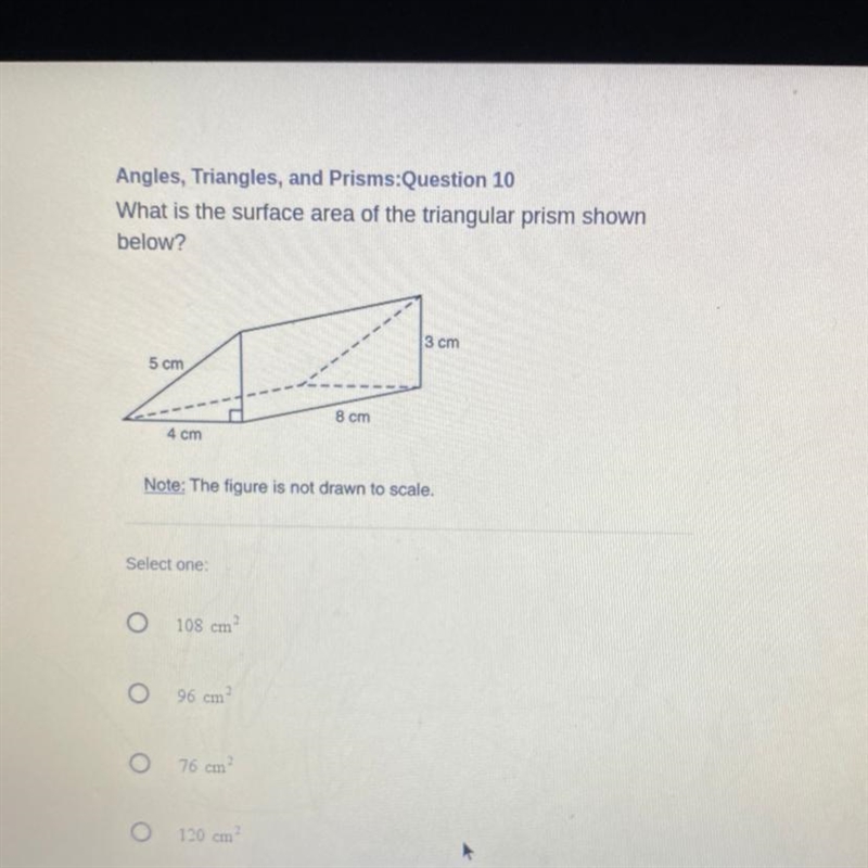 What is the surface area of the triangular prism shown below? 3 cm 5 cm 8 cm 4 cm-example-1