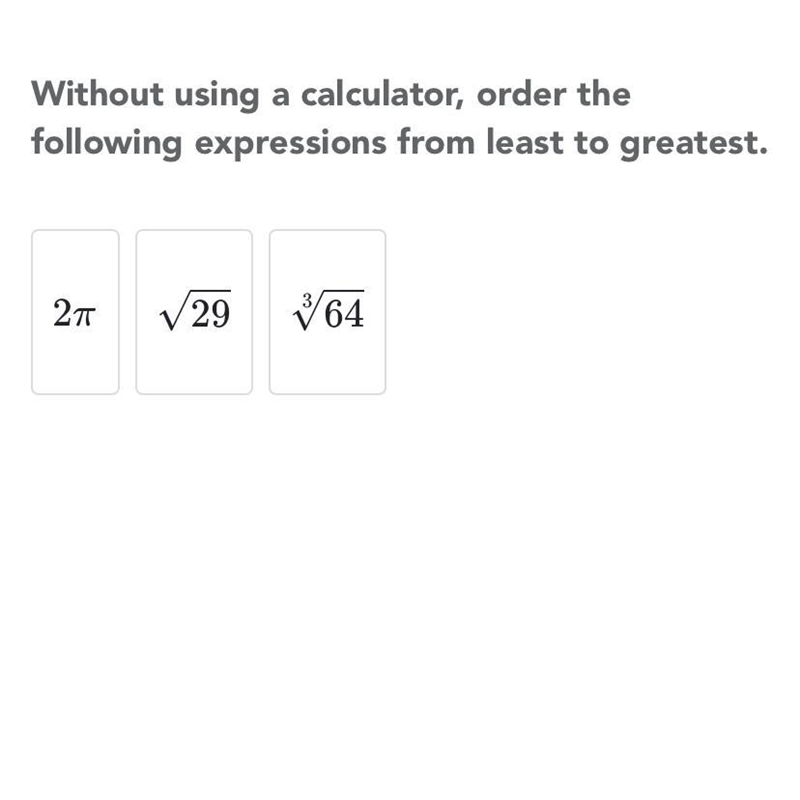 Order the filling expressions from least to greatest-example-1