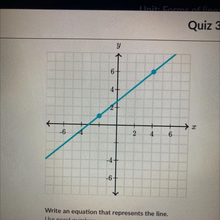 Write an equation that represents the line. Use exact numbers.-example-1