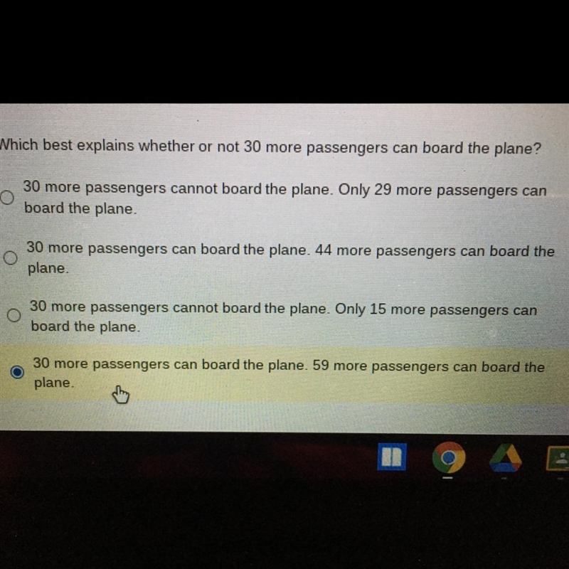 A small airplane can hold 44 passengers.fifteen passengers board the plane a. Identify-example-1