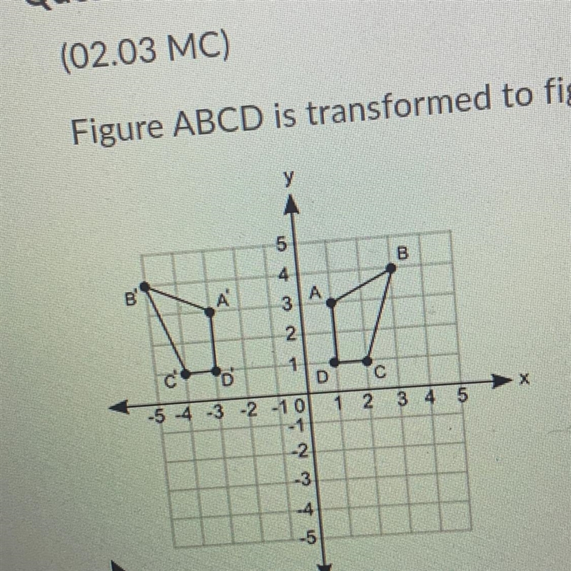 Which of the following sequences of transformations is used to obtain figure A'B'C-example-1