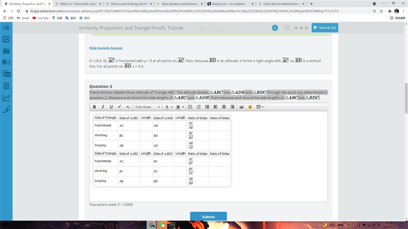 Check the box labeled Show Altitude of Triangle ABC. The altitude divides into and-example-1