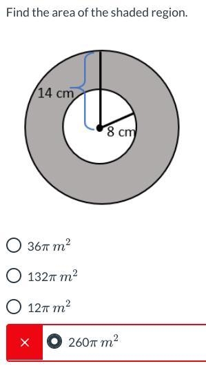 Need answer ASAP, don't need explanation. Find the area of the shaded region. Those-example-1