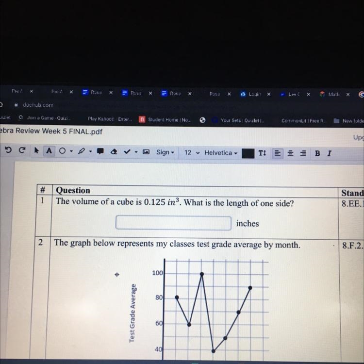 Question The volume of a cube is 0.125 in^3 What is the length of one side?-example-1