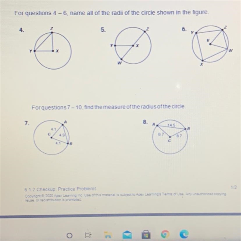 Name all of the radii of the circle shown in the figure. PLS HELP ME ASAP-example-1