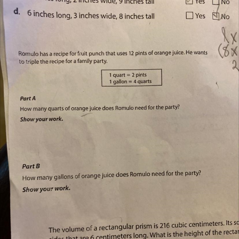 Can someone help on Part A and Part B please thanks (5th grade math)-example-1