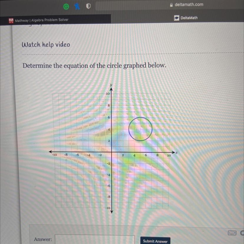 Determine the equation of the circle graphed below-example-1