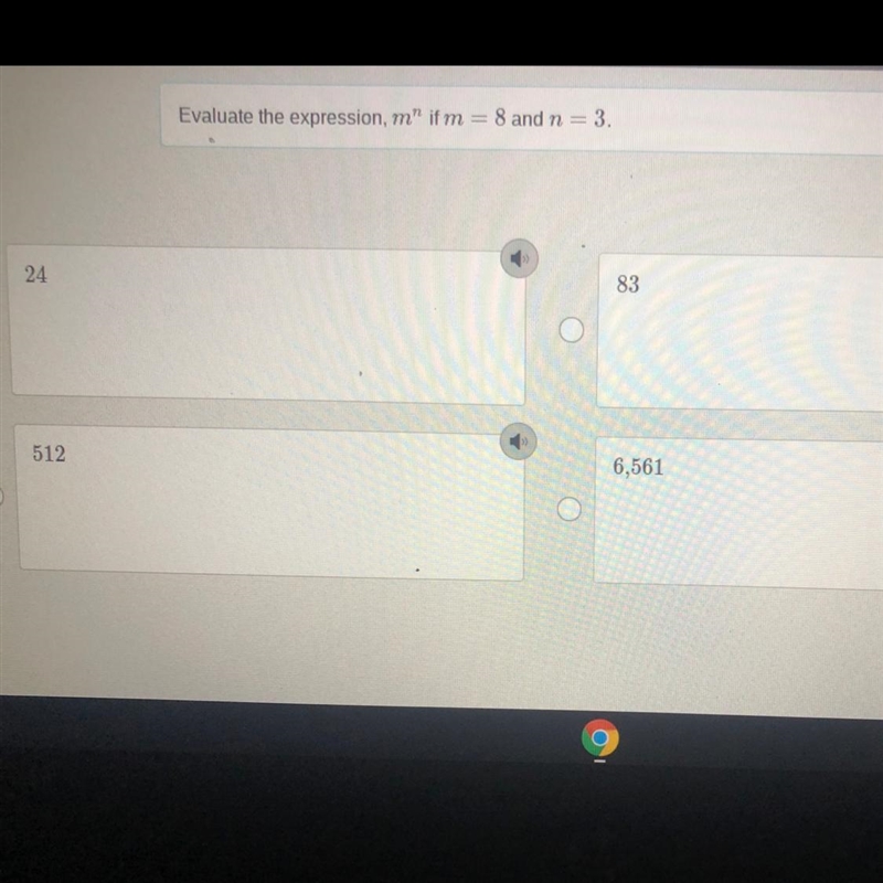 Evaluate the expression, m" ifm = 8 and n = 3.-example-1