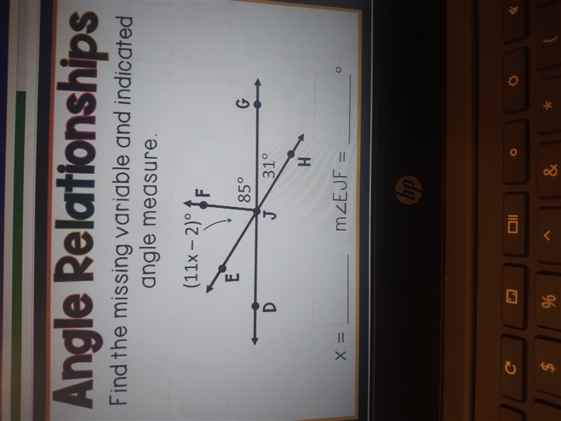 Find the missing variable and indicated angle measure Please help lol-example-1