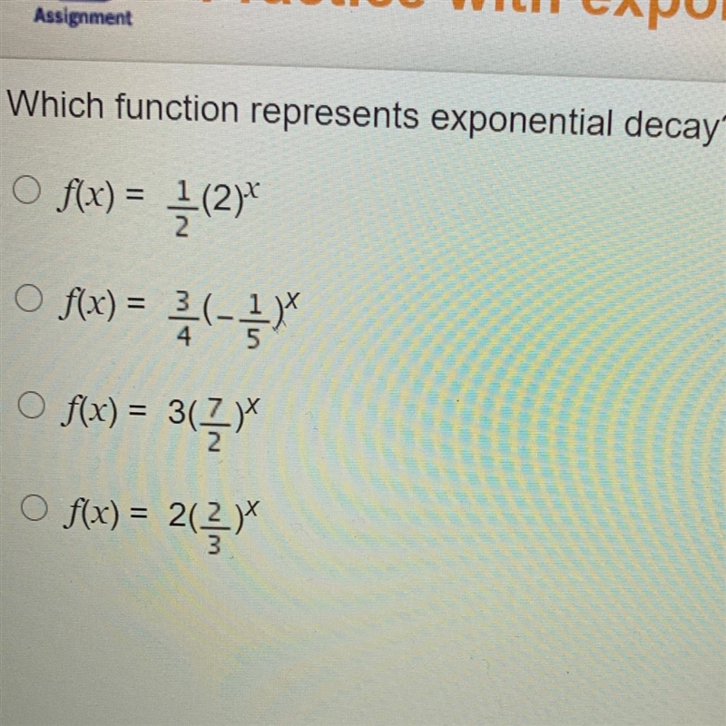 Which function represents exponential decay?-example-1