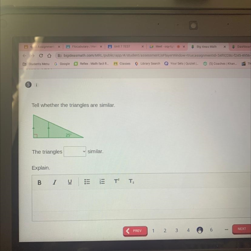 Tell whether the triangles are similar or not. I also need an explanation for this-example-1