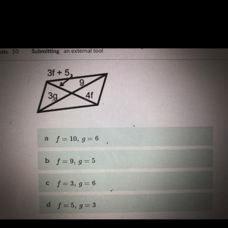 The figure below is a parallelogram. Find the measure of the variable-example-1