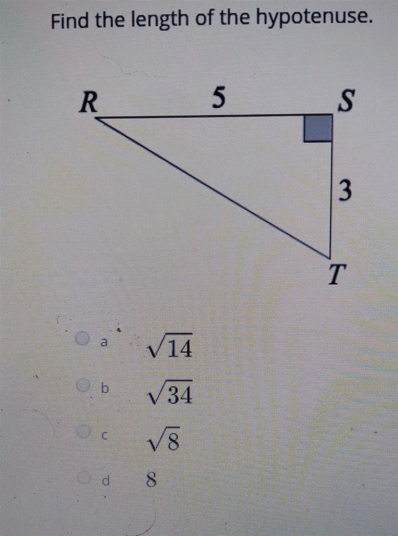 Find the length of the hypotenuse​-example-1