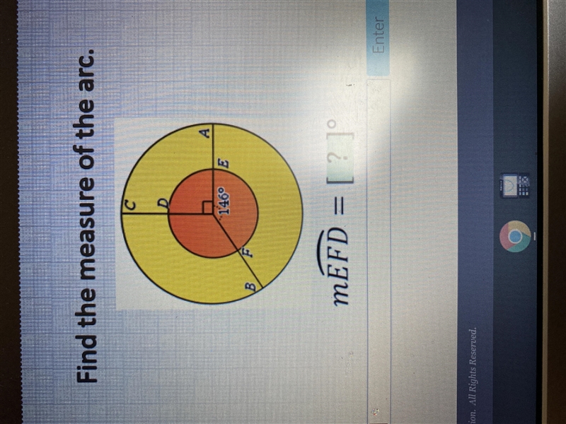 Find the measure of the arc m E F D-example-1