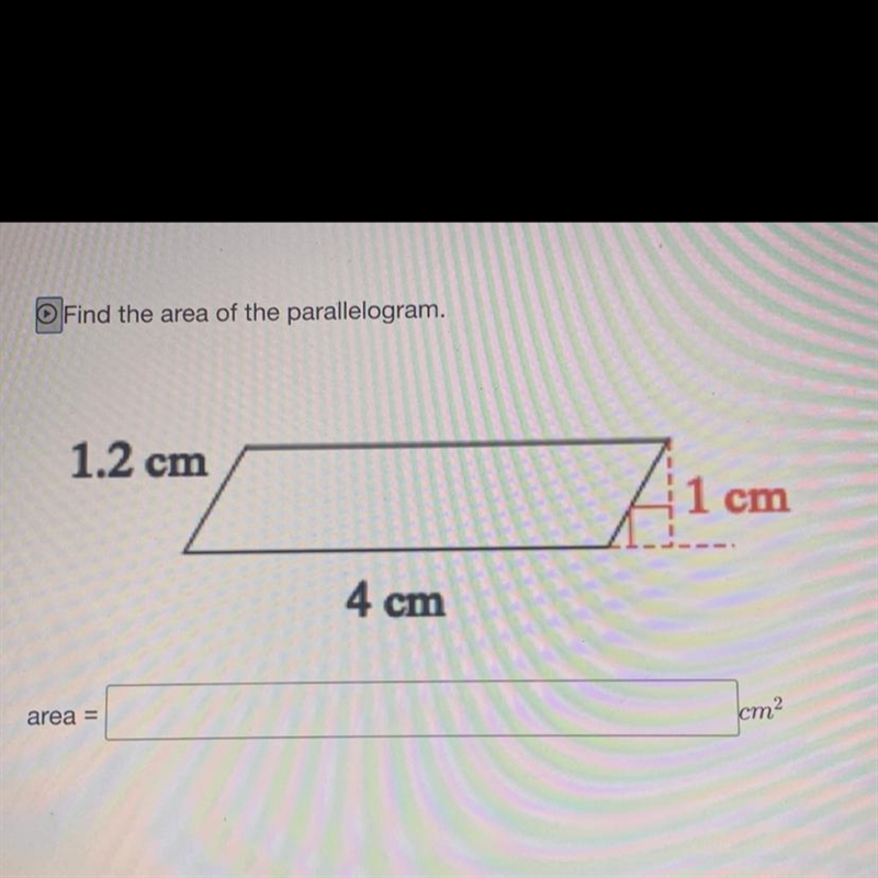 URGENT !!!!! Find the area of the parallelogram.-example-1