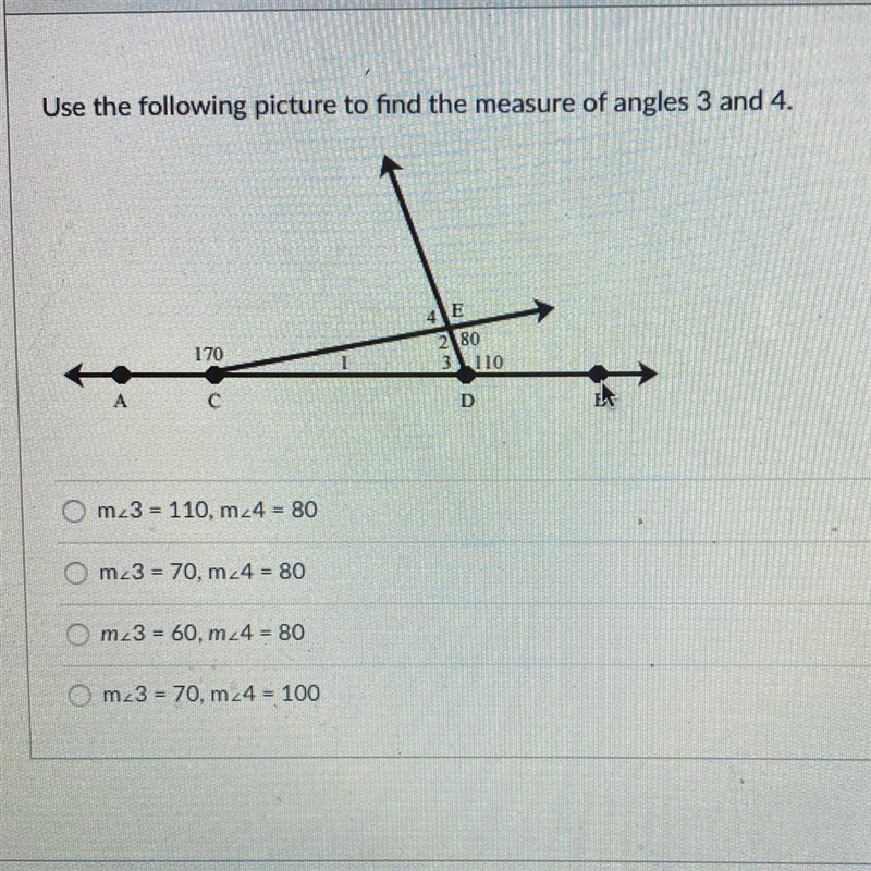 Use the following picture to find the measure of angles 3 and 4. (picture)-example-1