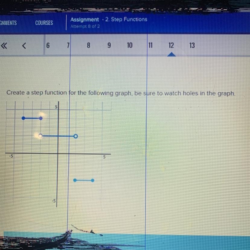 Create a step function for the following graph, be sure to watch holes in the graph-example-1