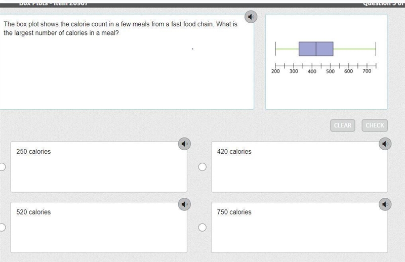 The box plot shows the calorie count in a few meals from a fast food chain. What is-example-1